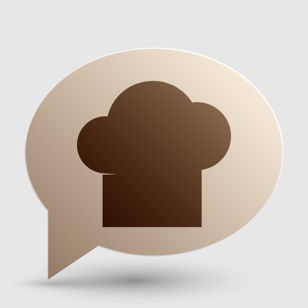厨师帽标志棕色渐变图标上的气泡图片下载