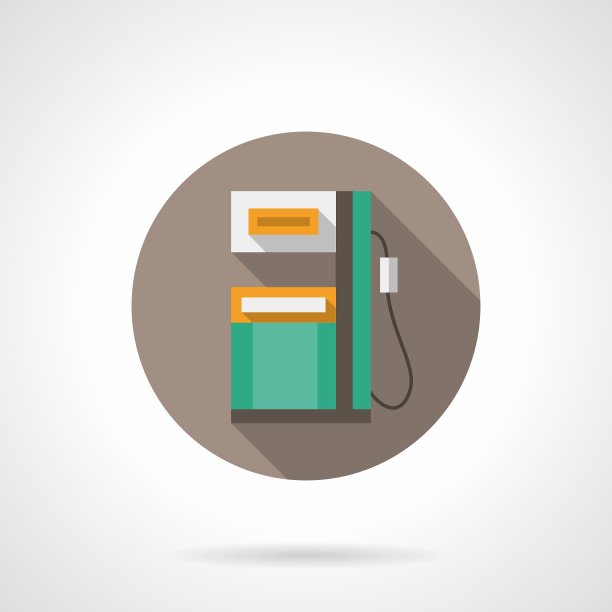 绿色加油站圆形平面彩色图标图片下载