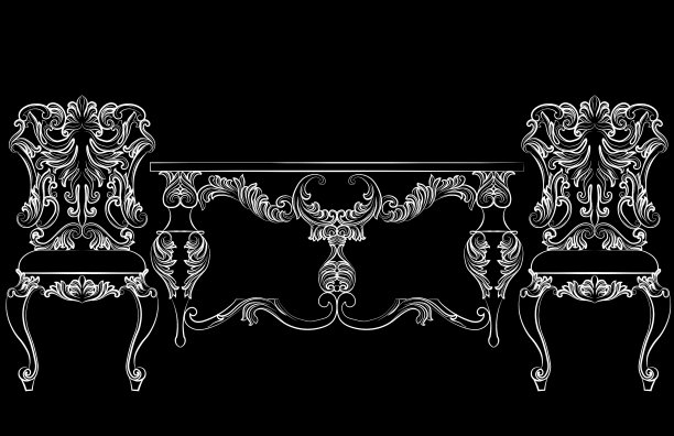 难以置信的富有巴洛克洛可可椅子和桌子图片下载
