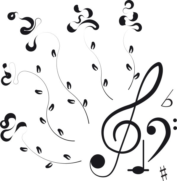 音乐高音谱号和音符为您的设计图片下载