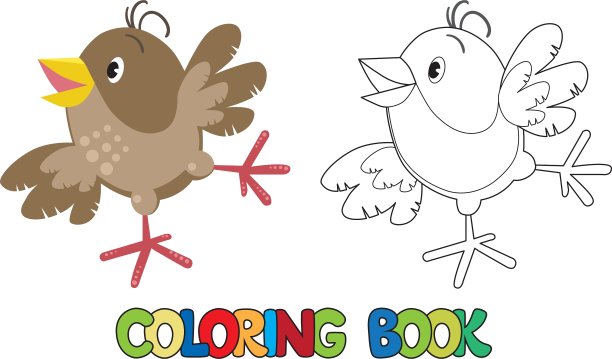 小有趣的麻雀着色书图片下载