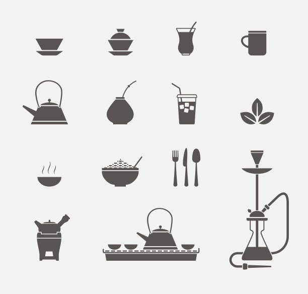 茶杯和水壶的图标图片下载