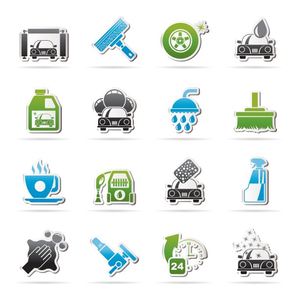 专业洗车对象和图标图片下载