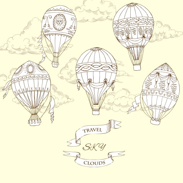 背景与热气球图片下载