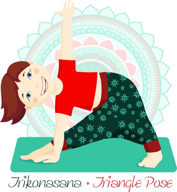 有曼荼罗背景的三konasana女孩图片下载