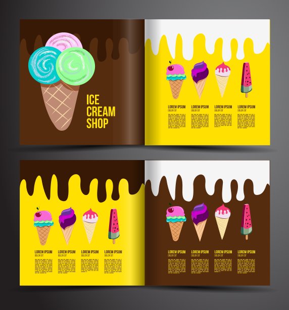 冰淇淋宣传册设计冰淇淋店菜单图片下载