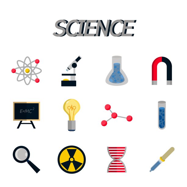 科学平面图标集图片下载