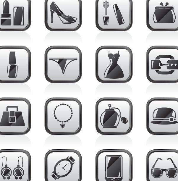 女性时尚物品和配饰图标图片下载