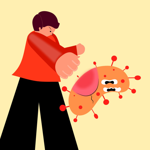 男子猛烈打击冠状病毒（Covid-19或冠状病毒）矢量图图片下载