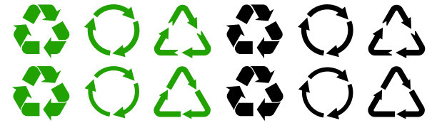 回收符号图标向量集。重用符号。在白色背景上隔离图片下载