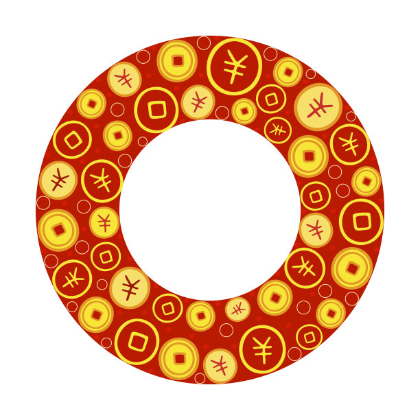 矢量圆形图像的硬币。概念中国新年和中国红包。手绘灯笼、彩云、钱币等传统元素。中国节日插图。图片下载