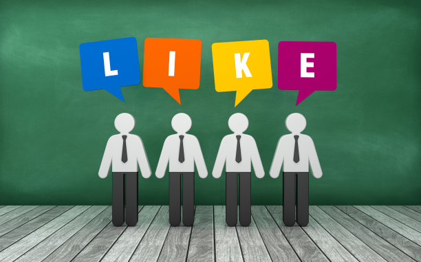 象形图人与喜欢气泡语音在黑板上- 3D渲染图片下载