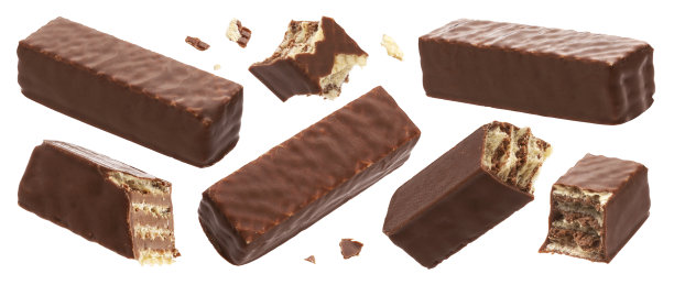 华夫巧克力棒孤立的白色背景图片下载