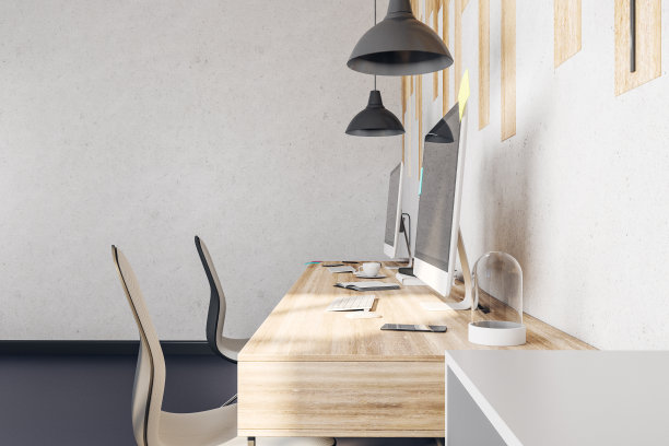 侧视图设计师的工作场所与电脑图片下载