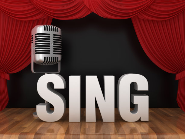 麦克风与唱字- 3D渲染图片下载