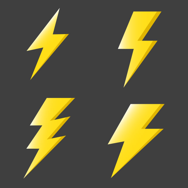雷电和闪电闪电图标设置矢量图片下载