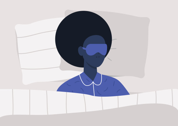 年轻的黑人女性角色睡在床上，俯视图，卧室在一个早晨图片下载