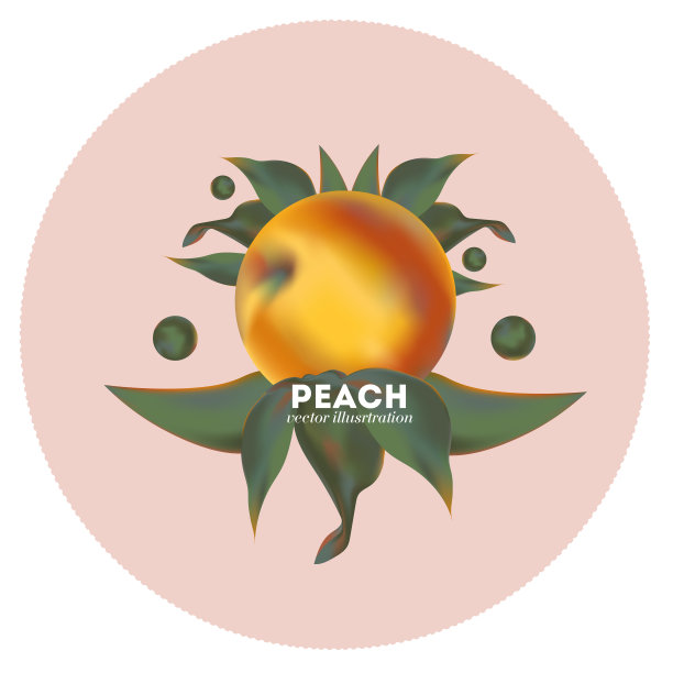 桃在叶stock矢量插图EPS 8图片下载