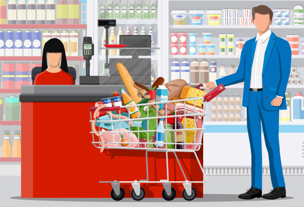 超市店内有商品。素材图片