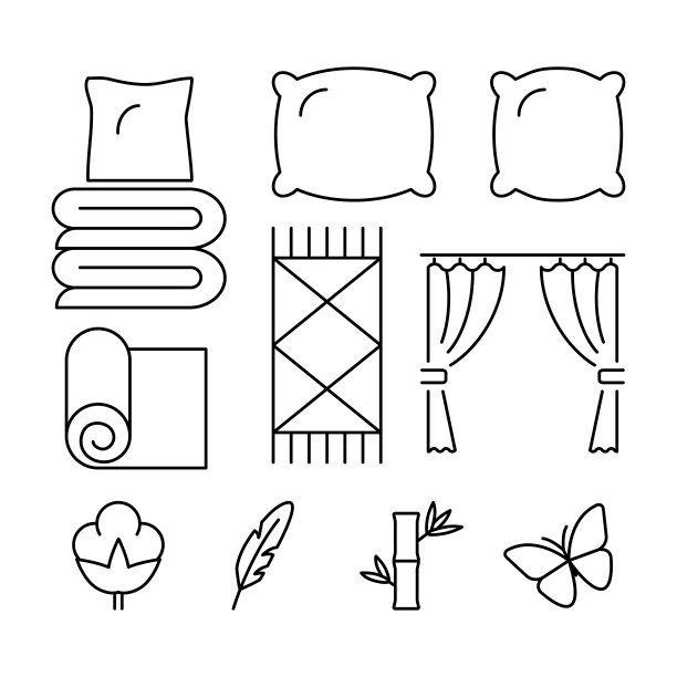 家纺，亚麻，枕头，窗帘图标图片下载