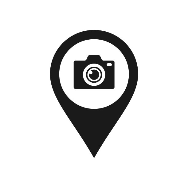 相机图标概念与pin定位器，相机spot插图图片下载