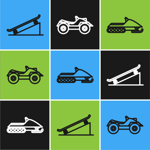 在街道坡道上设置滑板和雪地摩托图片下载