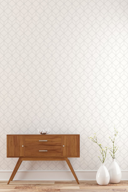 空墙背景与控制台桌子和装饰留下图片下载