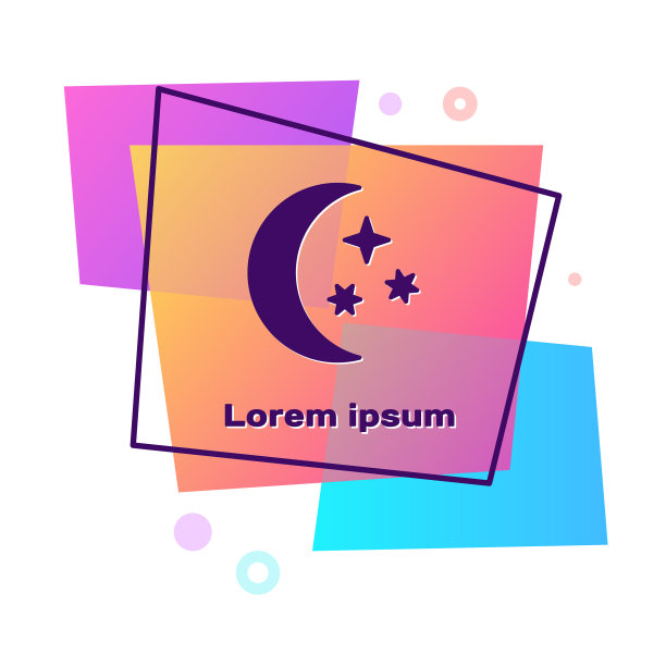 紫色的月亮和星星图标孤立在白色图片下载