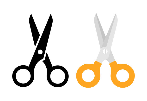 剪刀黑色和平面图标上的白色背景图片下载