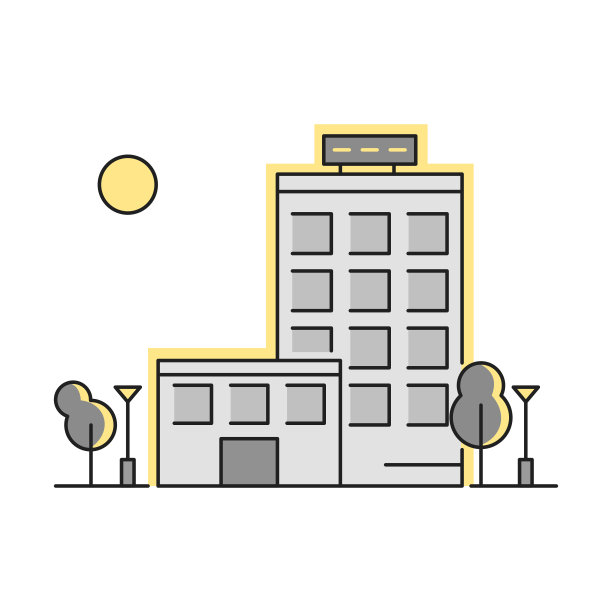 办公大楼平面图标。大纲。图片下载