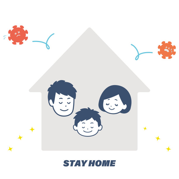 与家人安静地待在家里的插画矢量图图片下载