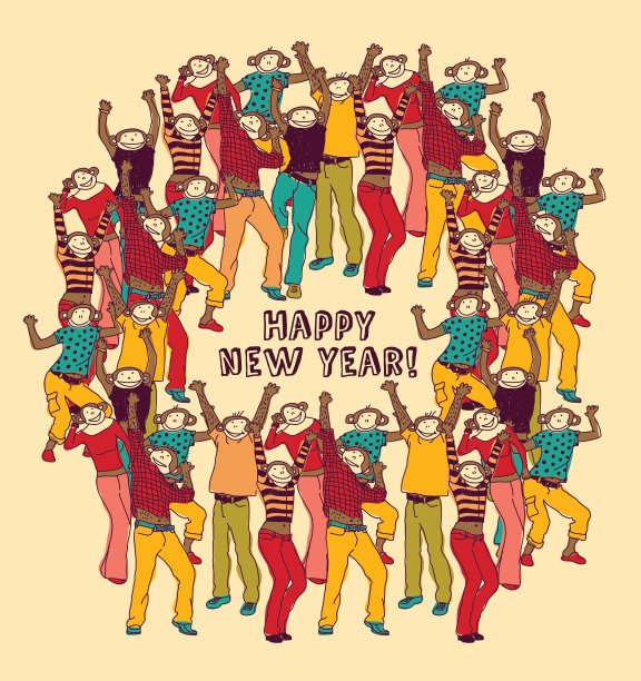 人群猴年彩卡图片下载