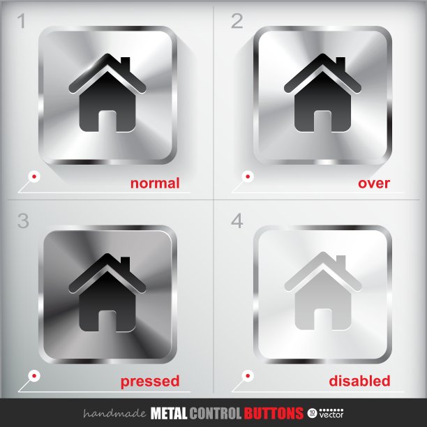 设置四个位置的金属Home按钮图片下载