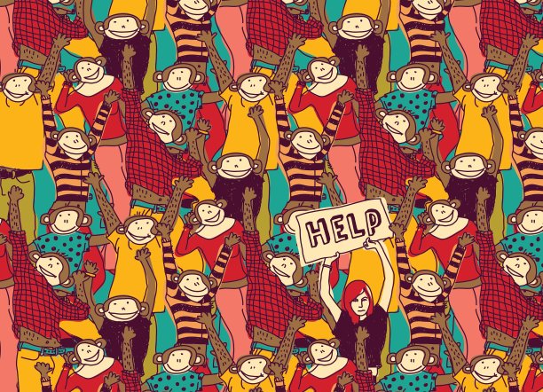 局外人脱颖而出的人群颜色帮助图片下载