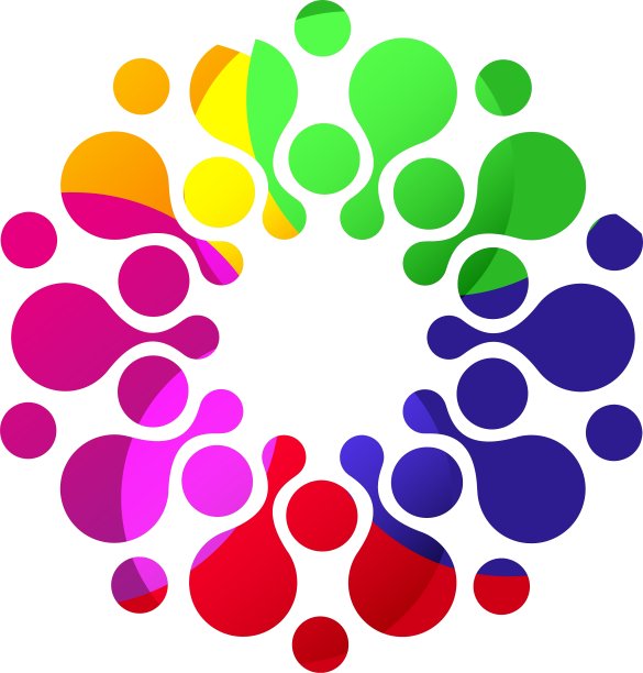 彩色数字圆形Logo模板图片下载