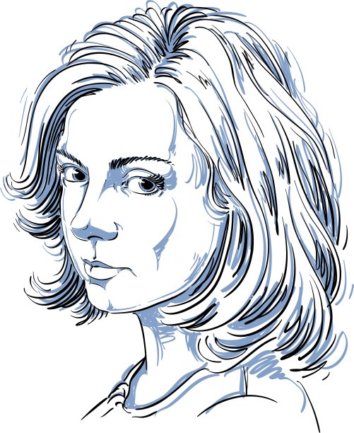 艺术手绘图像黑白肖像图片下载