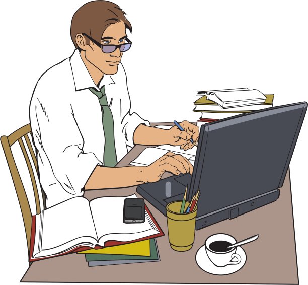 人在工作和大量的文件图片下载