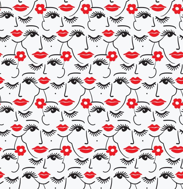 面部轮廓无缝图案图片下载