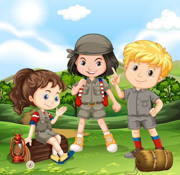 孩子们在公园里露营图片下载