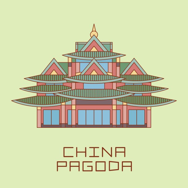 佛塔白线画图片下载