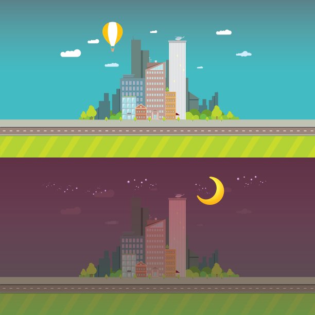 日日夜夜的城市天际线图片下载