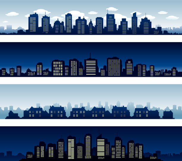 城市的建筑物在夜晚和白天图片下载