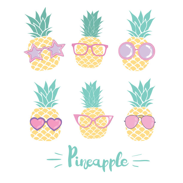 将菠萝放在不同风格的玻璃杯中图片下载