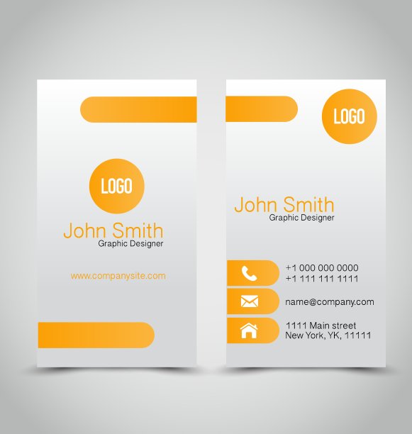 名片设置模板橙色和银灰色图片下载