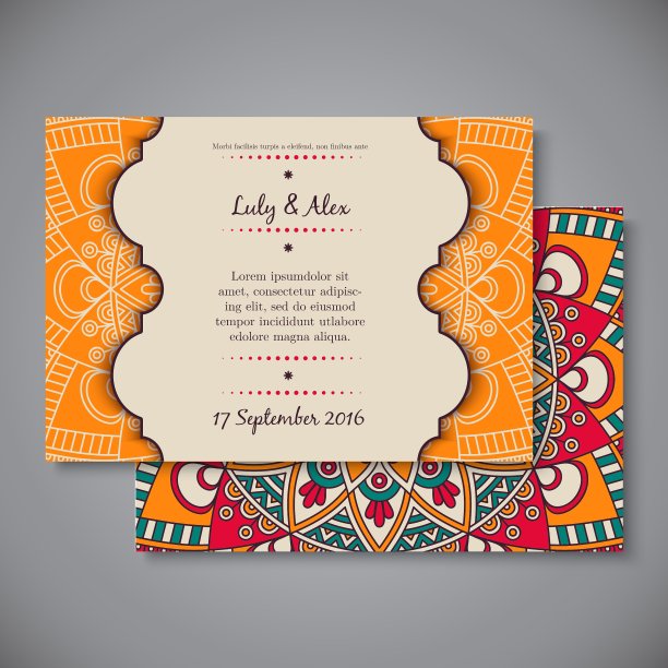 婚礼卡片或请柬复古装饰图片下载