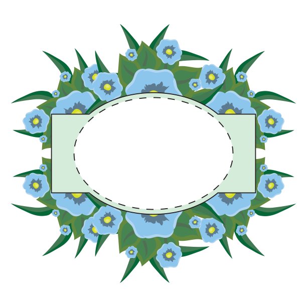 在花的背景上的椭圆形标签图片下载