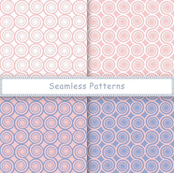 一套无缝模式与螺旋形状图片下载