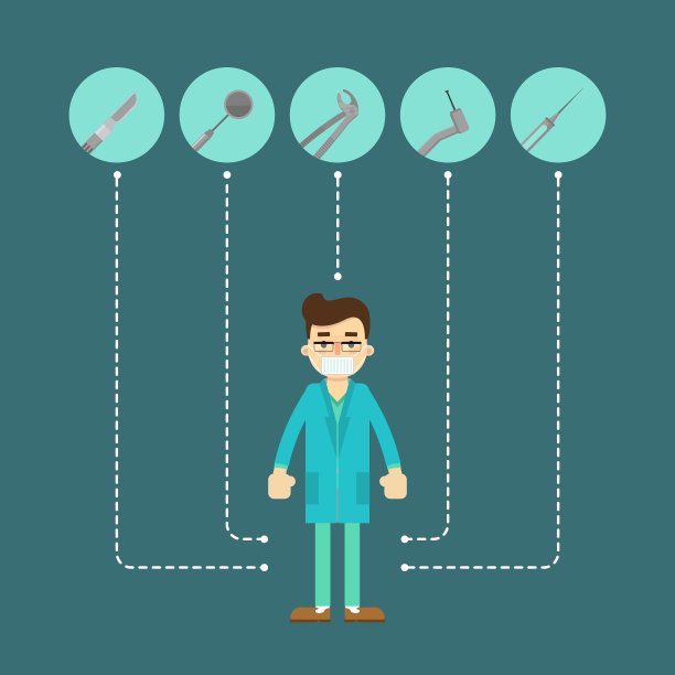 穿着蓝色医疗制服的男牙医图片下载