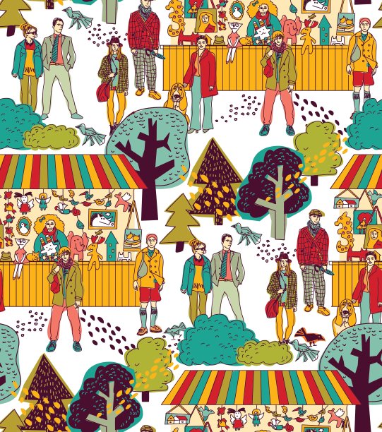 艺术手工制作的玩具在公园户外无缝衔接图片下载