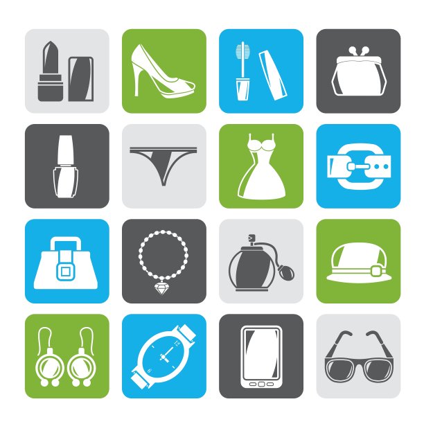 女性时尚物品和配饰图标图片下载